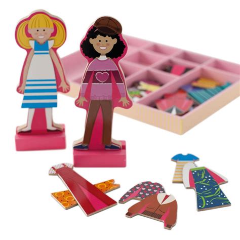 wooden dolls with magnetic clothes